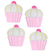 Miniatyr dekorative cupcakes rosa, hvite 2,5cm 60p