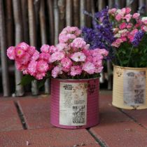 gjenstander Vintage planter dekorativ boks lilla metall sommerdekorasjon Ø11cm H10,5cm