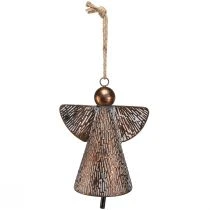 gjenstander Dekorativ skytsengel metallklokke bronse hvit vintage shabby chic 21x13,5x24cm