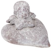 gjenstander Dekorativ engelfigur på hjerte laget av støpt stein 15 × 13,5 × 12 cm