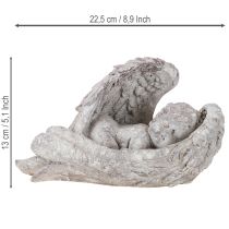 gjenstander Dekorativ engel som sover med vinger engelfigur grav 22,5 cm