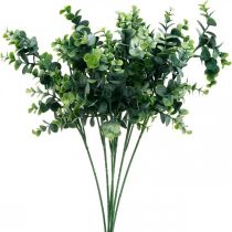 Dekorativ eukalyptusgren mørkegrønn kunstig eukalyptus kunstig grønne planter 6 stk.