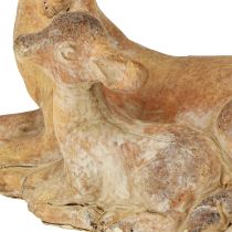 gjenstander Dekorativ figur hjort med fawn støpt stein brun hvit 20×11×17 cm