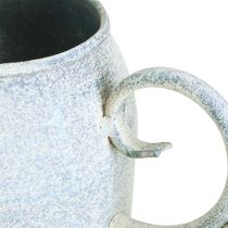 gjenstander Dekorativ vannkanne i metall, hvit, blå, 32x11x18cm, dekorativt tilbehør