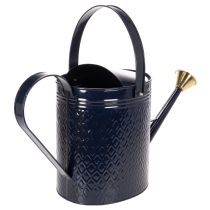 gjenstander Dekorativ vannkanne, vintage blå og gullrutete metall, retro design for innendørs bruk, hage eller balkong, 65 cm