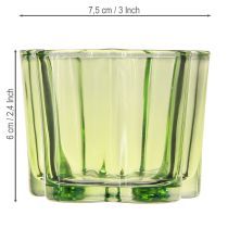 gjenstander Dekorativ glass telysholder blomsterform grønn Ø7,5cm H6cm 6stk