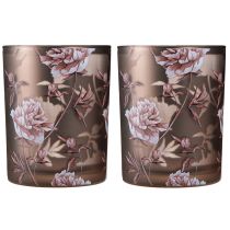 gjenstander Dekorativ glasslykt peoner sølvbrun H12,5 cm 2 stk