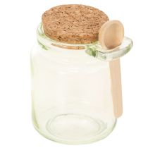 gjenstander Dekorativt glass med korklokk og skje, grønn, Ø7 cm, H10 cm, 2 stk.