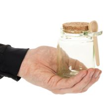 gjenstander Dekorativt glass med korklokk og skje, grønn, Ø7 cm, H10 cm, 2 stk.