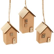 gjenstander Dekorativt hus 9 deler juletrepynt rødbrunt tre