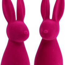 gjenstander Dekorativ påskehare, flokket rosa, 29,5 cm høy, 2 stk.