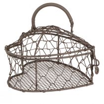 gjenstander Dekorativt hjerte laget av ståltråd til fylling, vintage grå, 14 x 13,5 cm