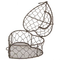 gjenstander Dekorativt hjerte laget av ståltråd til fylling, vintage grå, 14 x 13,5 cm