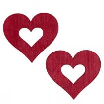 Dekorative hjerter scatter dekorasjon trehjerter rød Ø2cm 144p
