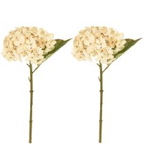 gjenstander Dekorative hortensiaer kunstige kremfargede silkeblomster 34 cm 2 stk