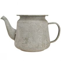 gjenstander Dekorativ tekanne i metall, vintage-stil, grå, 24 × 14 × 14 cm, retro shabby chic-stil