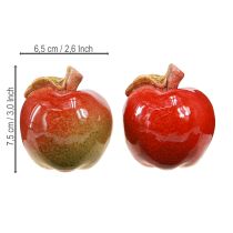 gjenstander Dekorativ keramisk epler borddekorasjon høst rød grønn H7,5 cm 4 stk