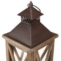 gjenstander Dekorativ lanterne tre vintage tre lanterne brun 17×17×50cm
