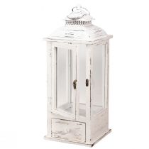 gjenstander Dekorativ lanterne vintage med skuff hvit 20×20cm H51cm