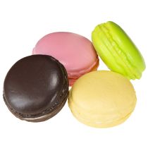 gjenstander Kunstige dekorative macaron marengskjeks, fargerike, 5 cm, 8 stk, macaron konditordekorasjon
