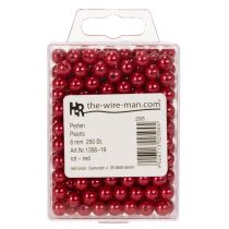 gjenstander Dekorperler, røde, Ø8 mm, 250 stk.