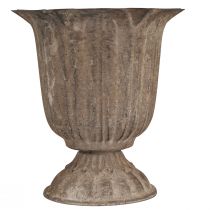 gjenstander Vintage dekorativ potte i beger, antikk utseende, gråbrun, Ø15 cm, H16 cm, for rustikk borddekorasjon og stilig interiør.