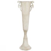 gjenstander Dekorativ trofévase, vintage metall, antikk stil med håndtak, grå, Ø15 cm H59 cm, for tørkede blomster og interiørdekorasjon