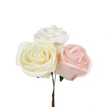 gjenstander Deco rose hvit, krem, rosa blanding Ø6cm 24stk
