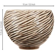 gjenstander Dekorskål Blomsterpotte Keramikk Beige Brun Ø15cm 2stk