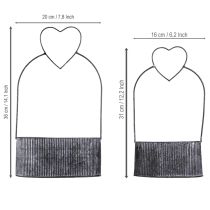 gjenstander Dekorativ skål oval metall med hjerte svart 20/16cm sett med 2