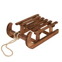 gjenstander Dekorativ sledebrun vinterdekor laget av tre 30x18x12cm