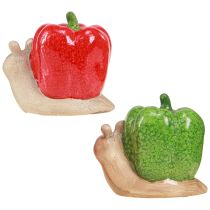 gjenstander Dekorsnegler keramisk pepper rød grønn H10cm 2 stk