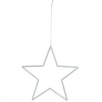 gjenstander Dekorative sølvstjerner, glitterjulepynt, 18 cm, 8 deler, juletrepynt