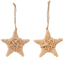 gjenstander Dekorative stjerner, hamp raffia, 7,5 cm, juletrepynt, 8 deler