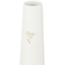 gjenstander Dekorativt brett Tre Minivaser Keramikk Hvitt Gull 35x14cm