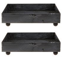 gjenstander Dekorativt brett i metall, svart gråvasket, 15×15 cm, 2 stk.