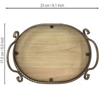 gjenstander Dekorativt brett ovalt 23 cm x 17,5 cm x 7,5 cm brunt