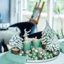 Dekorativt juletre, vinterpynt, gran med snø H19cm