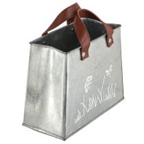 gjenstander Dekorativ veske, sølv, hvit, brun, metall, blomsterpotte, L22cm, 2 stk.