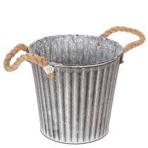 gjenstander Dekorativ potte til planting, metallpotte med håndtak, metalldekorasjon shabby chic Ø21,5 cm