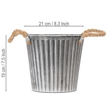 gjenstander Dekorativ potte til planting, metallpotte med håndtak, metalldekorasjon shabby chic Ø21,5 cm