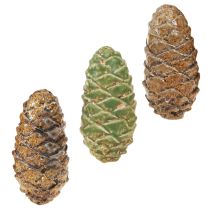 gjenstander Dekorative keramiske kongler, assortert grønn, gul, brun, 8,5 cm, 6 stk.