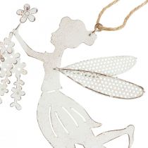 gjenstander Dekorativ Fairy Vindusdekor Fjær Metall Hvit Alv 15×10cm 2 stk