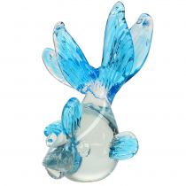 gjenstander Dekorfisk laget av klart glass, blå 15cm