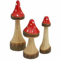 Dekorative paddehatter laget av tre rød, naturlig 13,5 cm - 19 cm 3 stk