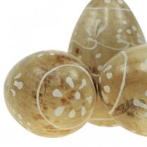 Treegg, dekorative egg, påskeegg laget av mangotre 8×5cm 6stk