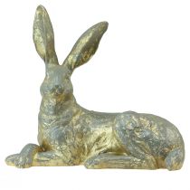 gjenstander Dekorativ Kanin Liggende Gull Grå Dekorativ Påskefigur 27x13x25cm
