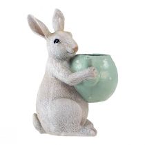 gjenstander Dekorativ kanin med tekanne dekorativ figurborddekor påske H22,5cm