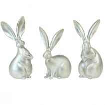 gjenstander Dekorative kaniner sølv dekorative figurer påske 17,5x20,5cm 3stk