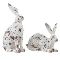 gjenstander Dekorative kaniner hvit vintage trelook påske H14,5/24,5cm 2stk
